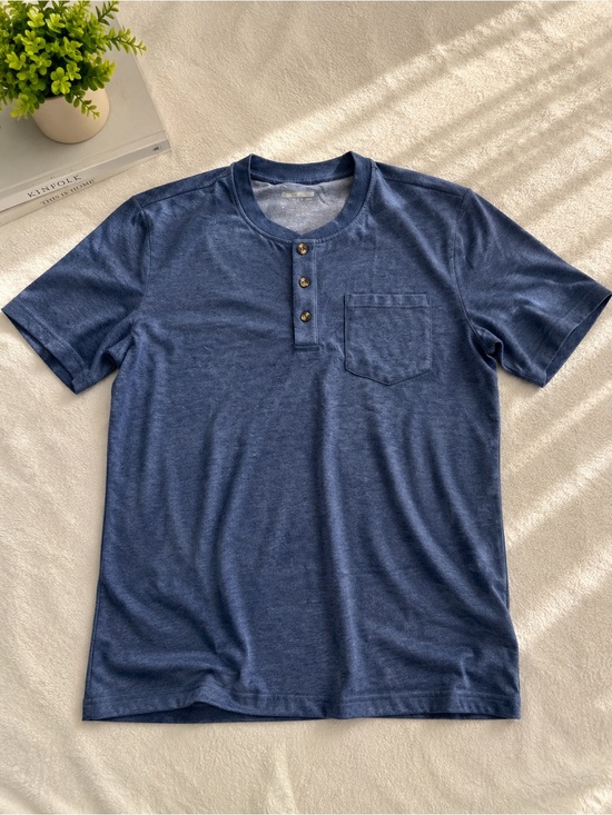 Other - Men's Short-Sleeve Henley Pocket Tee - Blue